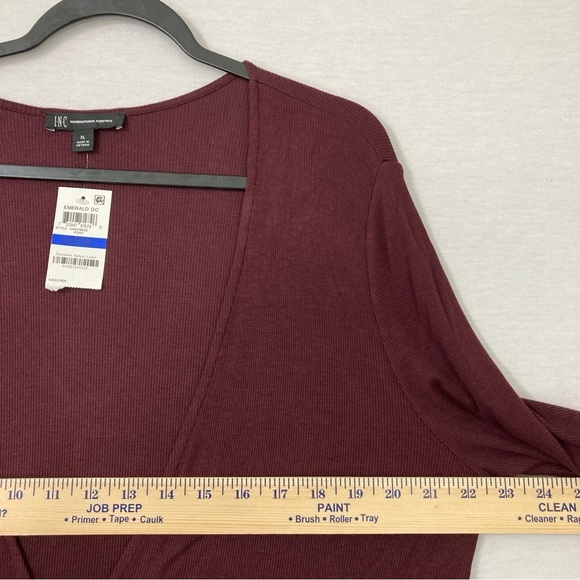 INC International Concepts Burgundy Wine Wrap Blouse XL - Picture 4 of 7